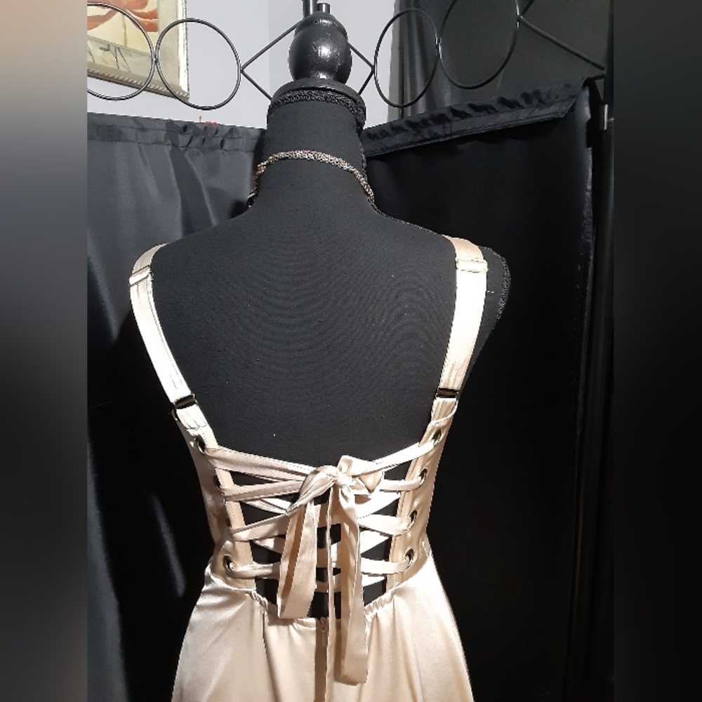 MUMU Clarissa Corset Elegant Beige Cream Sleeveless Dress Size Small Wedding - Picture 7 of 10